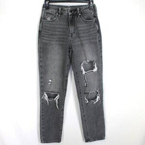 Pacsun Mom Jeans Womens Size 24 Gray Distressed Ripped Denim High Rise